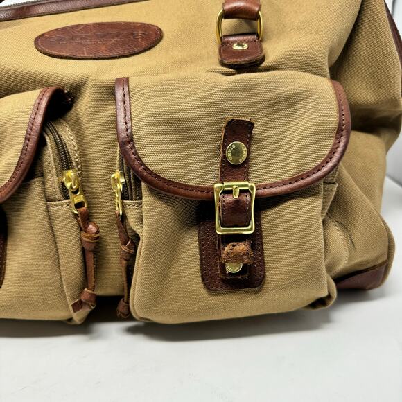 Orvis Canvas & Leather Zip Travel Duffle Bag Large Green - Picture 3 of 11